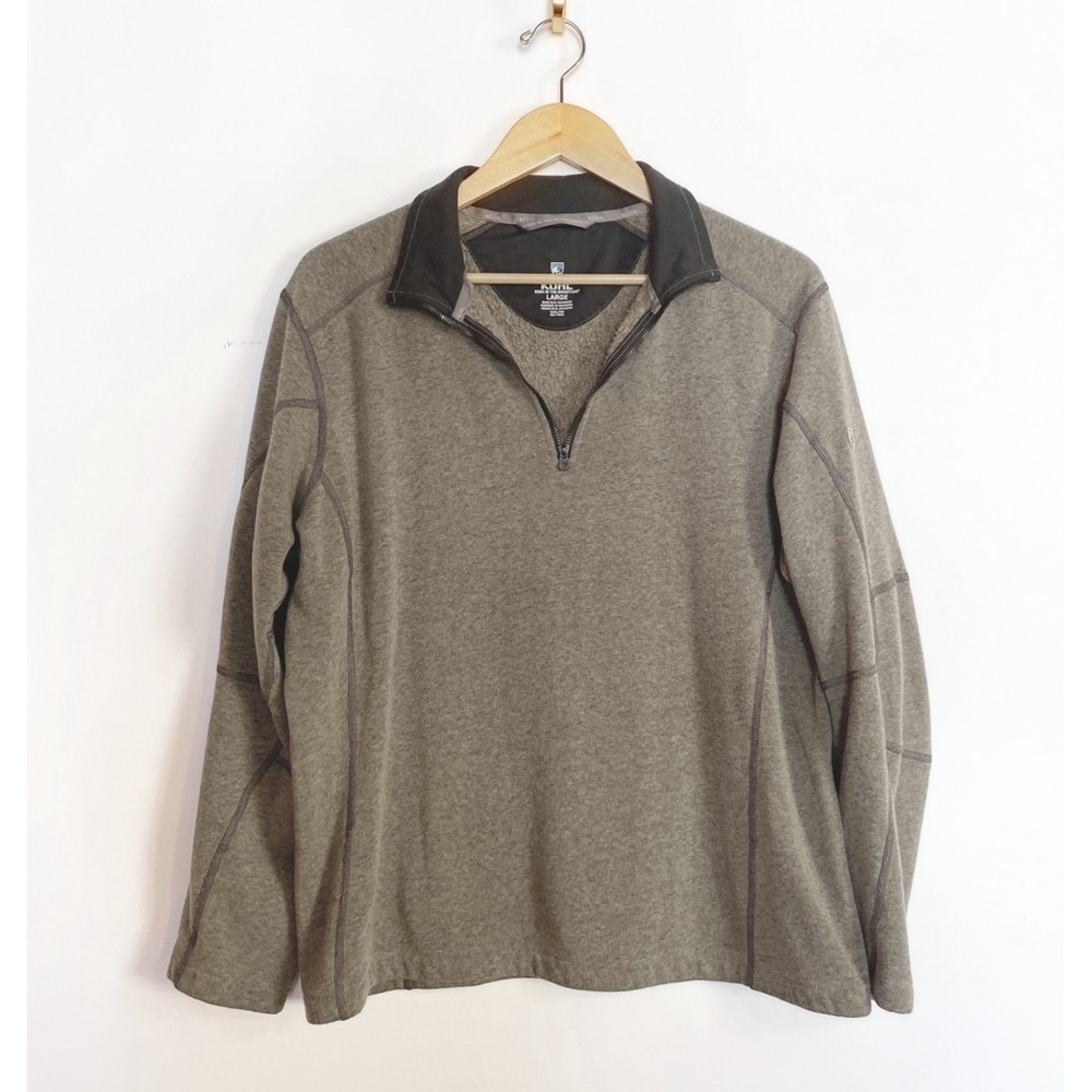 KUHL Revel 1/4 Zip Pullover Fleece Lined Oatmeal color Mens size L